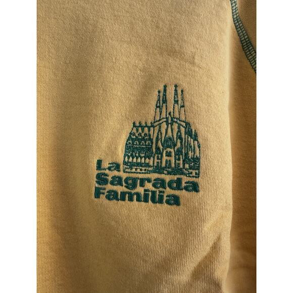 NWOT Made Some Souvenirs Sagrada Familia Tourist Sweatshirt Yellow Crew Sz Small - Picture 4 of 7